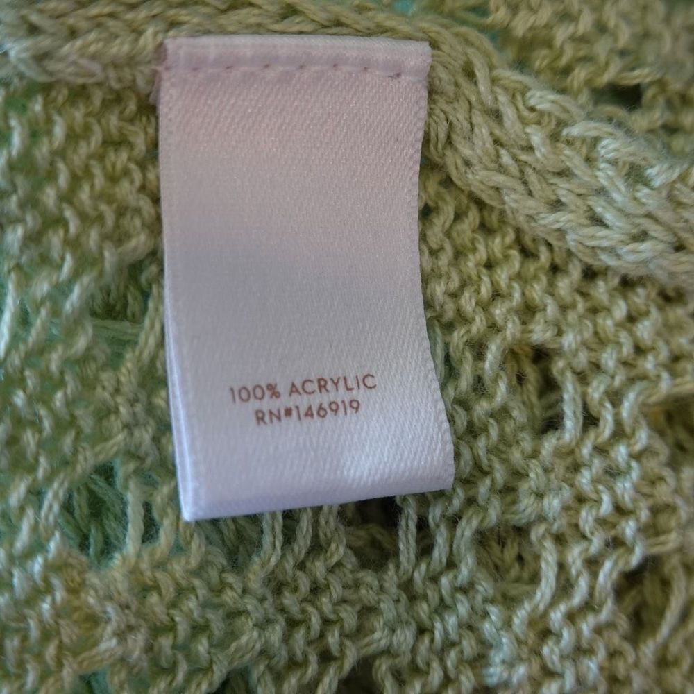 LC Lauren Conrad Multi Pattern Crochet Cropped Sweater - Light Green - M - Picture 14 of 15